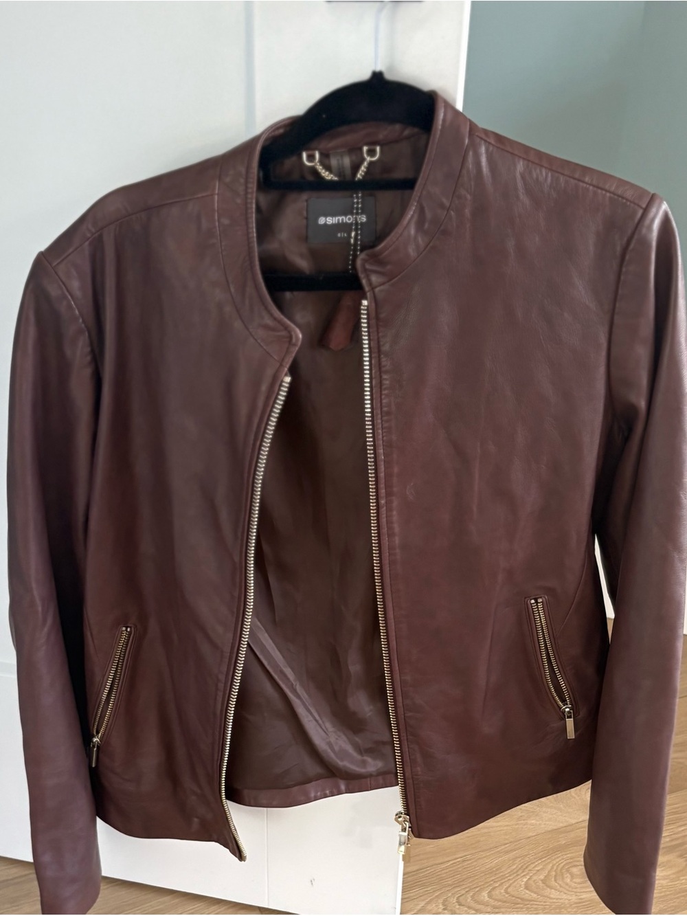 Simons Brown Leather Zip Jacket